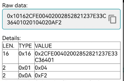 通过nRF connect APP抓取的input_device例子的not Discoverable Advertising的数据