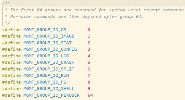 目前mcumgr支持的group ID见下图