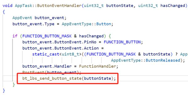 调用bt_lbs_send_button_state()，如下：